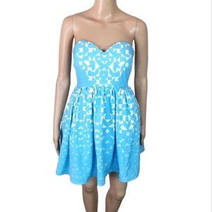 Strapless dress Sze 8 blue fit and flare cocktail baby doll